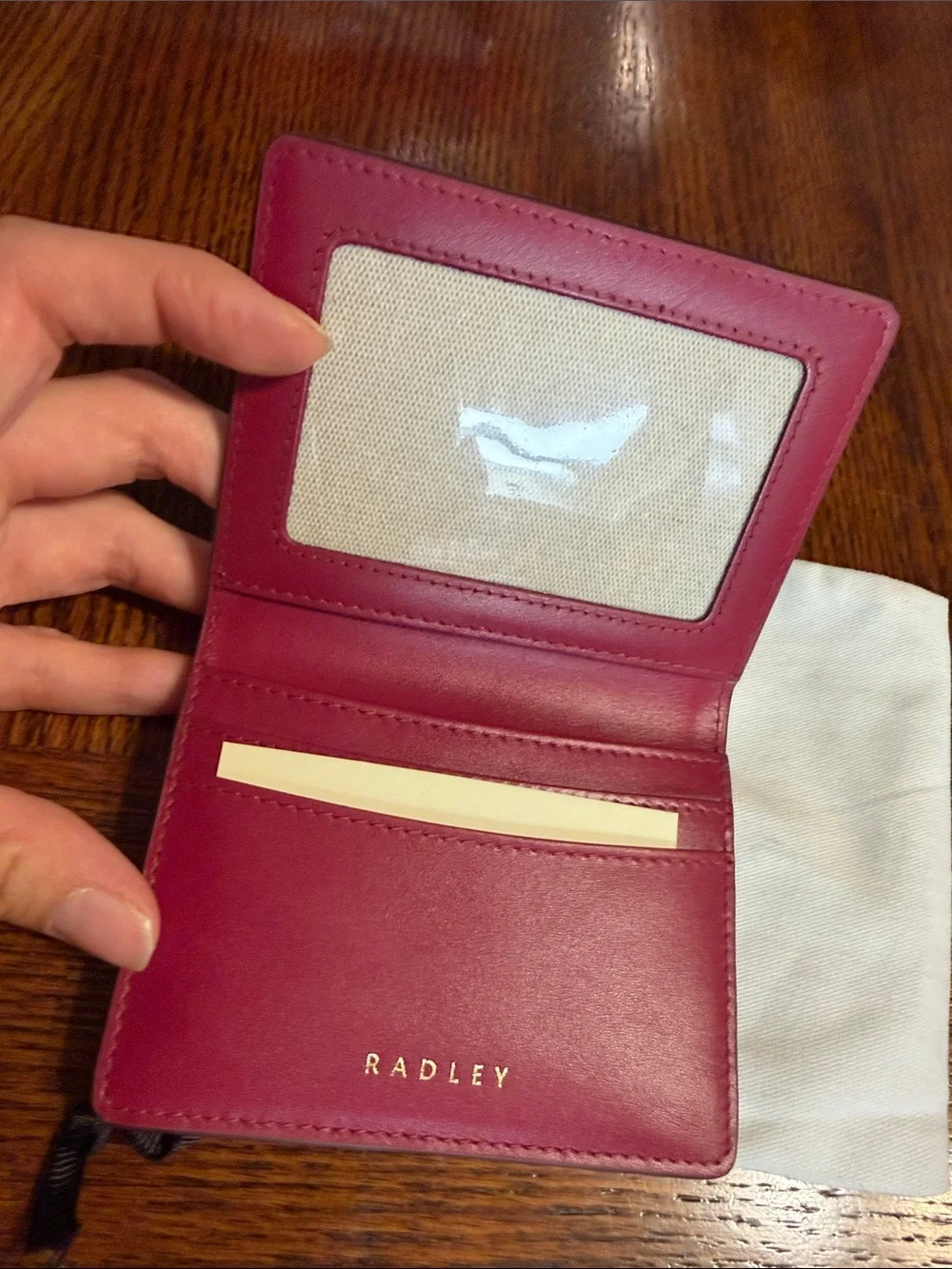 RADLEY LONDON Pink Card Holder with Gold Dog Logo
